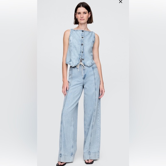 Mid Rise UltraSoft Denim Baggy Trousers - Picture 2 of 9